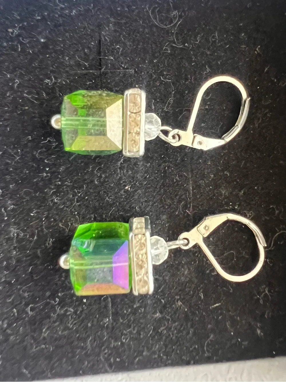 Handmade Crystal Cube Drop Earrings ✨ Sterling Silver